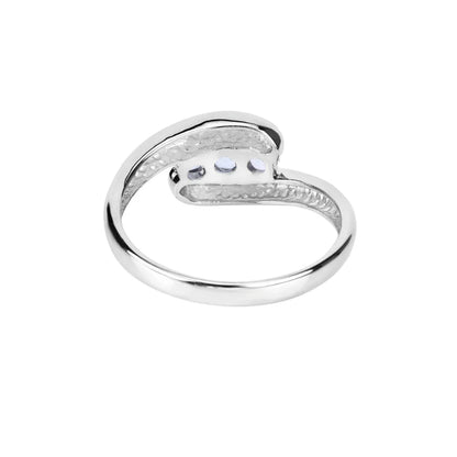 Genuine Blue Topaz Bypass Three Stone Ring