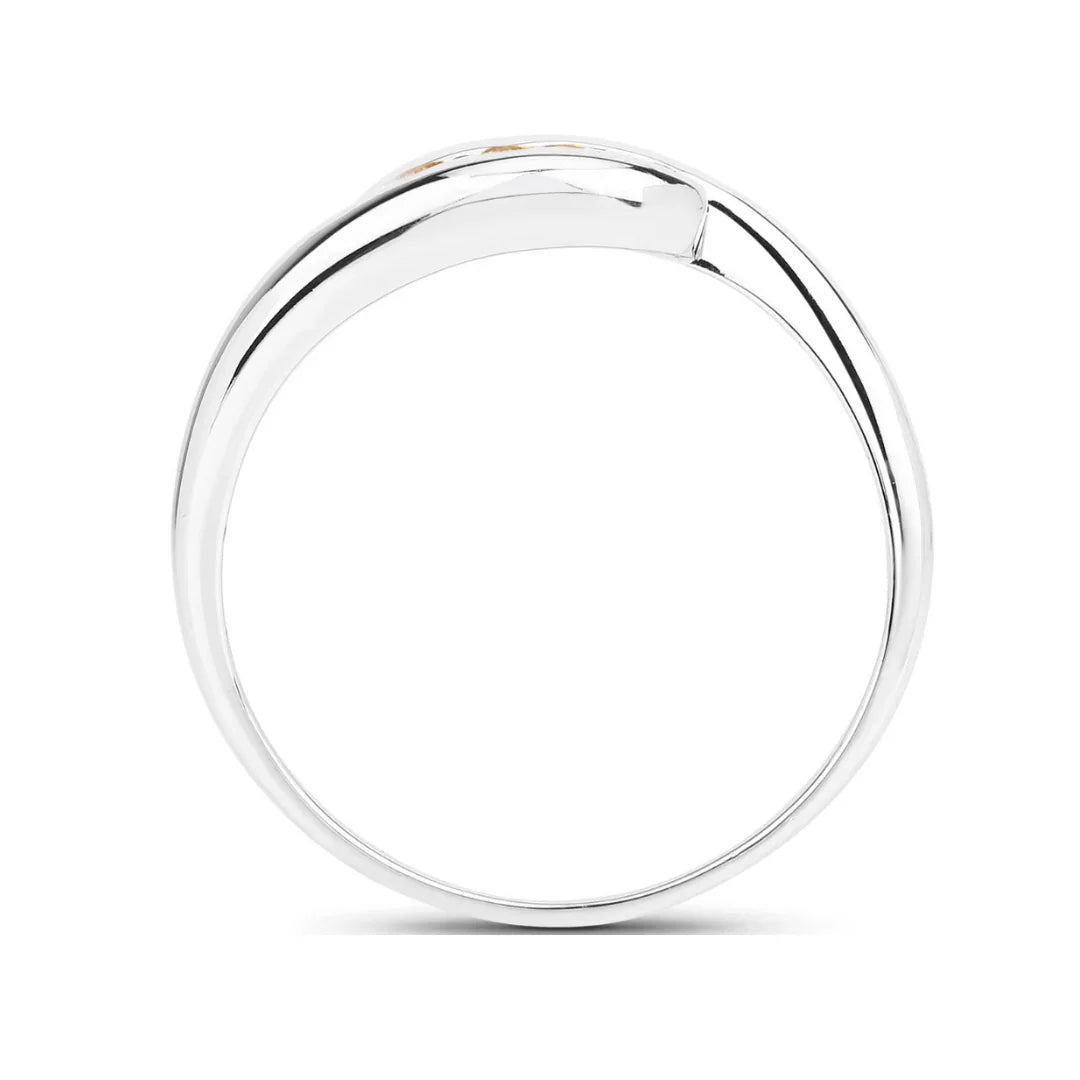 0.55 Ct Round Yellow Citrine and White Topaz Channel Silver Bypass Three Stone Engagement Ring