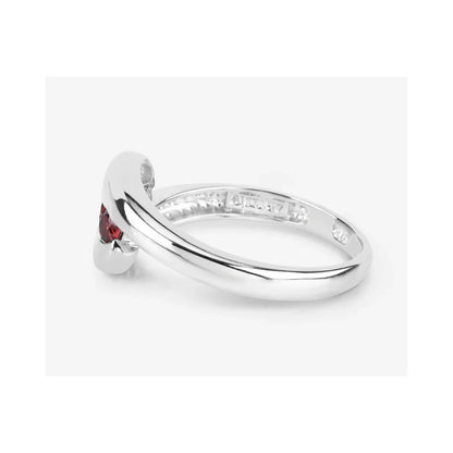 0.74 Ct Round Red Garnet Channel Silver Three stone Bypass Ring