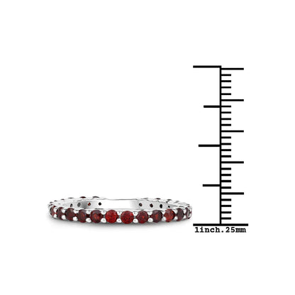 1.40 Ct Round Red Garnet Prong Silver Eternity Ring