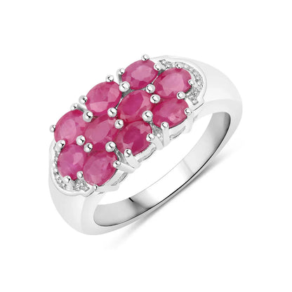 2.20 Ct Oval Pink Ruby Prong Silver Cluster Ring