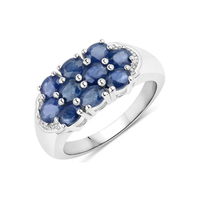 2.00 Ct Oval Blue Sapphire Prong Silver Cluster Ring