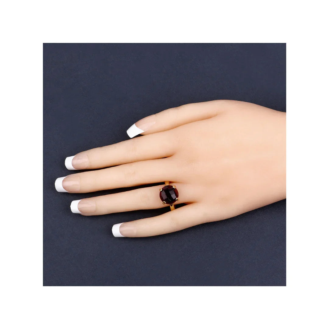 7.38 Ct Red Garnet Prong Silver Engagement Solitaire Ring