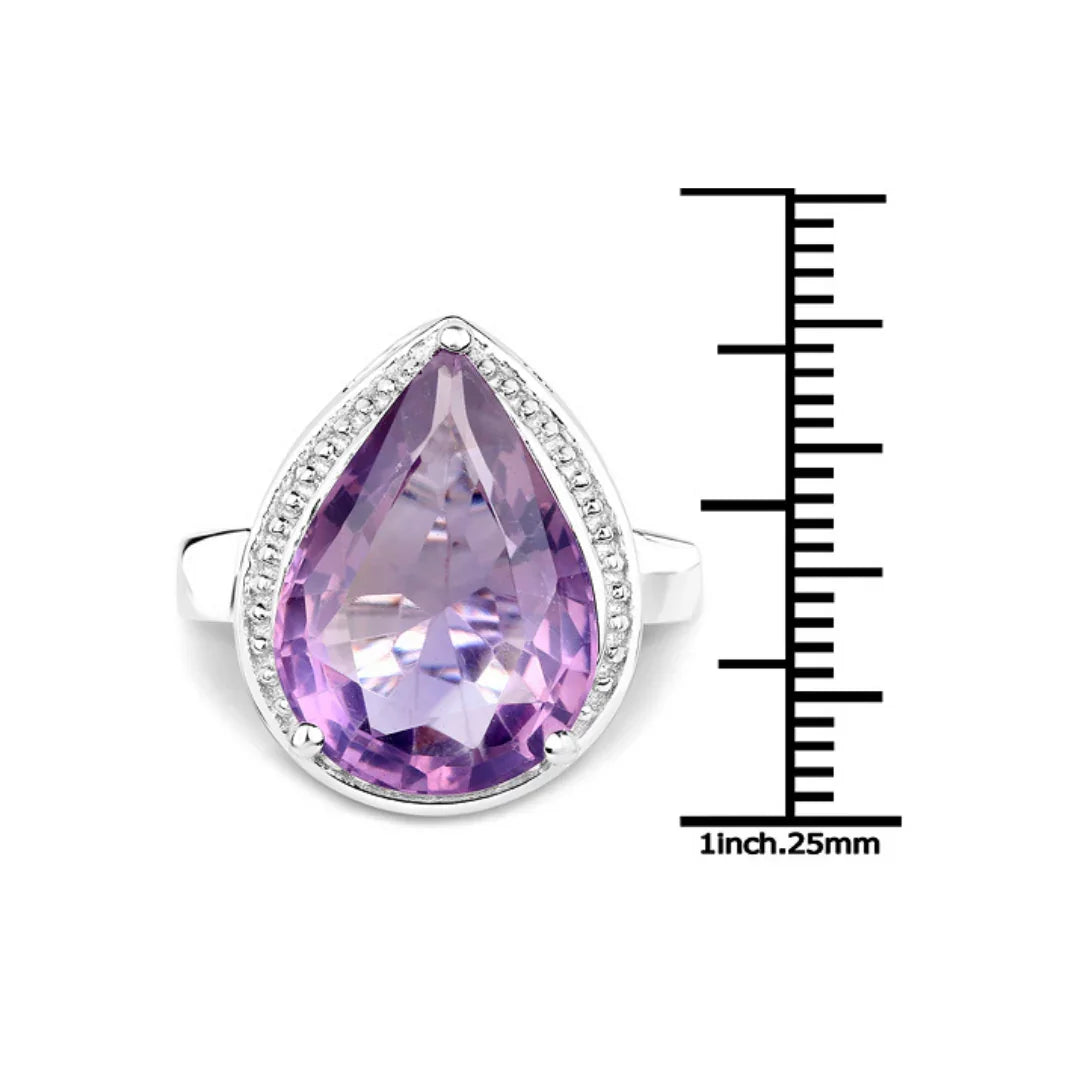 9.00 Ct Pear Lavender Amethyst Prong Silver Halo Statement Ring