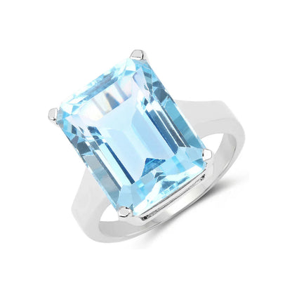 Genuine Blue Topaz Statement Solitaire Ring