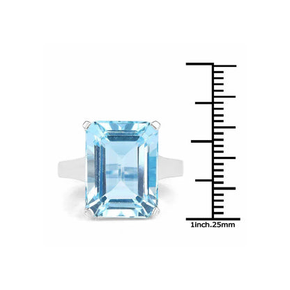 Genuine Blue Topaz Statement Solitaire Ring