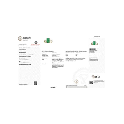 2.80 Ct Octagon Green Zambian Emerald and White Diamond Prong 14k Gold Split Shank Pave Bridge Ring