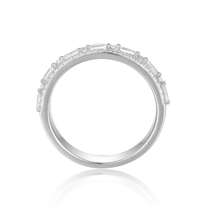 White Topaz Encrusted Baguette Ring