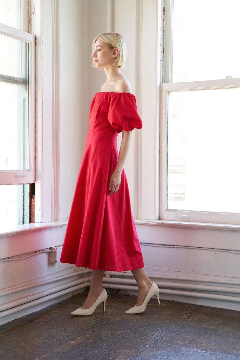 Protecting My Peace Red Woven Midi Dress