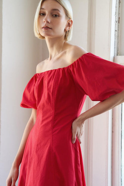 Protecting My Peace Red Woven Midi Dress