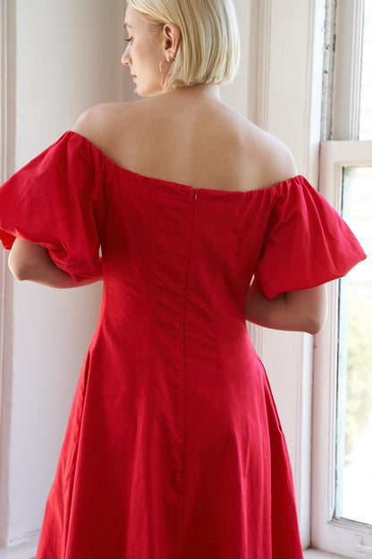 Protecting My Peace Red Woven Midi Dress
