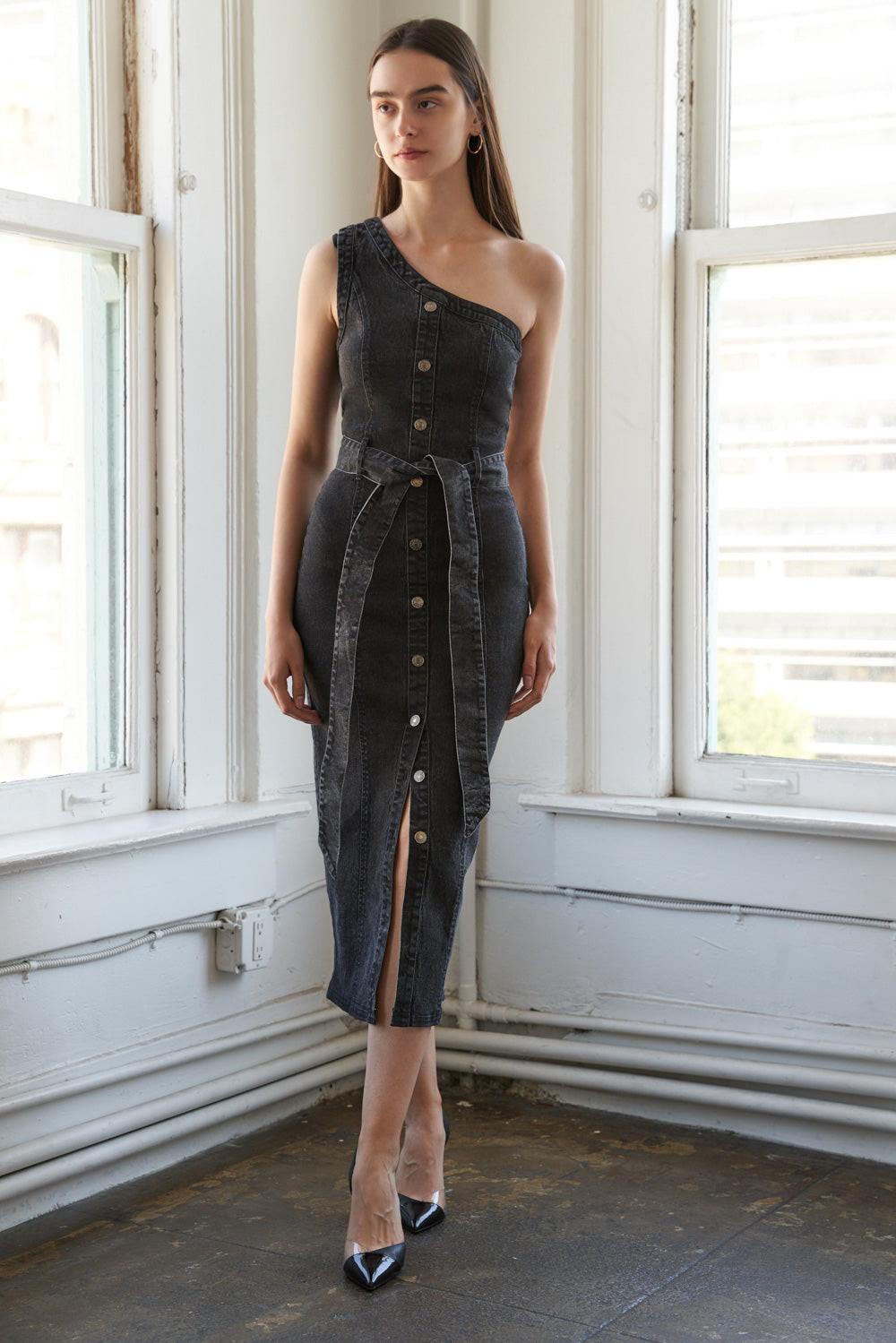 Somewhere up Above Denim Midi Dress