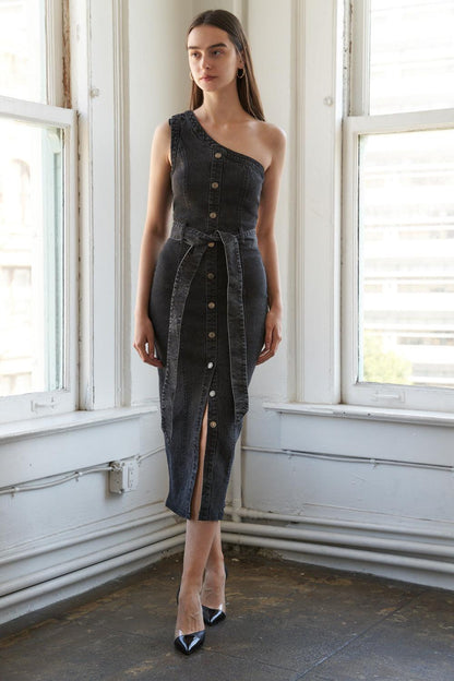 Somewhere up Above Denim Midi Dress