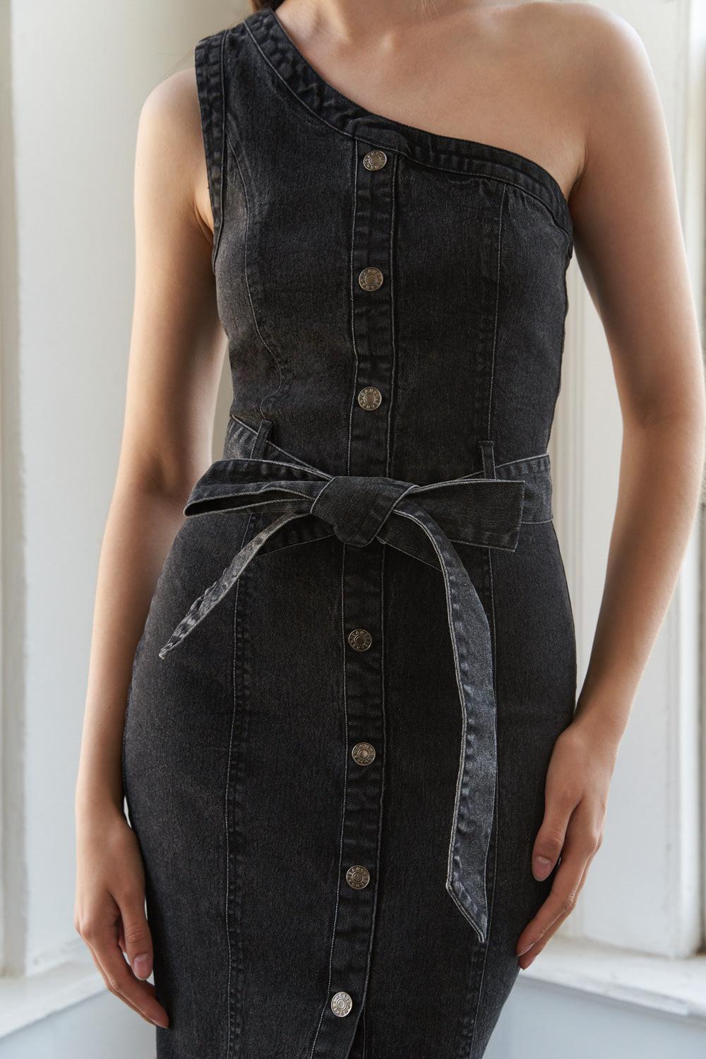Somewhere up Above Denim Midi Dress