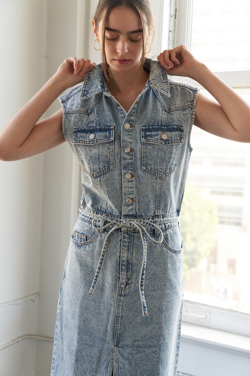 Wildflower Whimsy Denim Midi Dress
