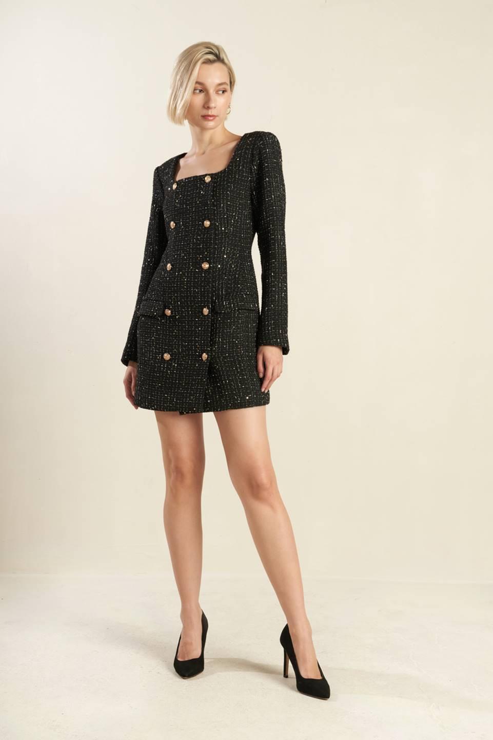 Heart Unbound Tweed Mini Dress