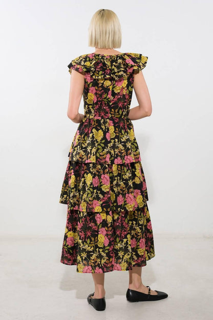 Graceful Gathering Woven Midi Dress