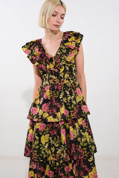 Graceful Gathering Woven Midi Dress