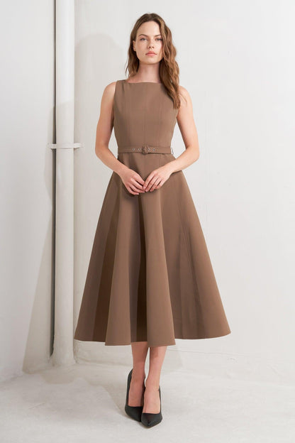 Living the Dream Brown Woven Midi Dress