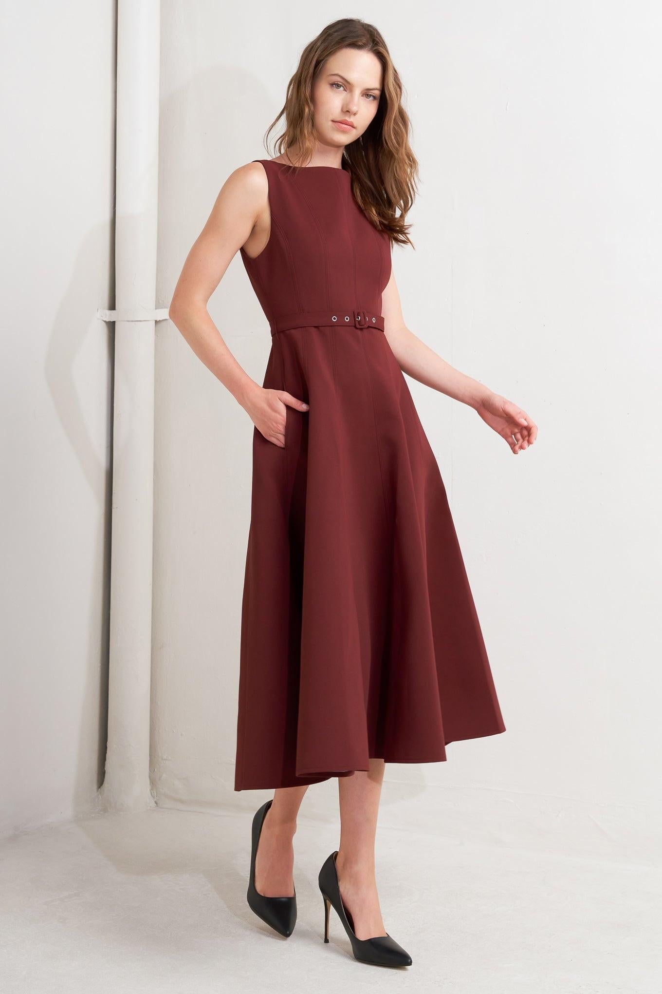 Living the Dream Wine Woven Midi Dress