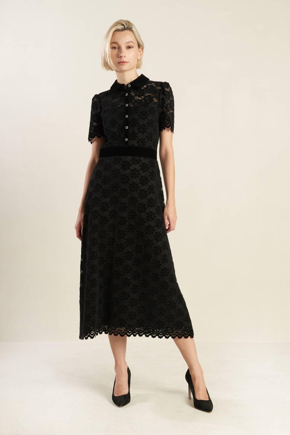 Bold Symphony Woven Lace Midi Dress