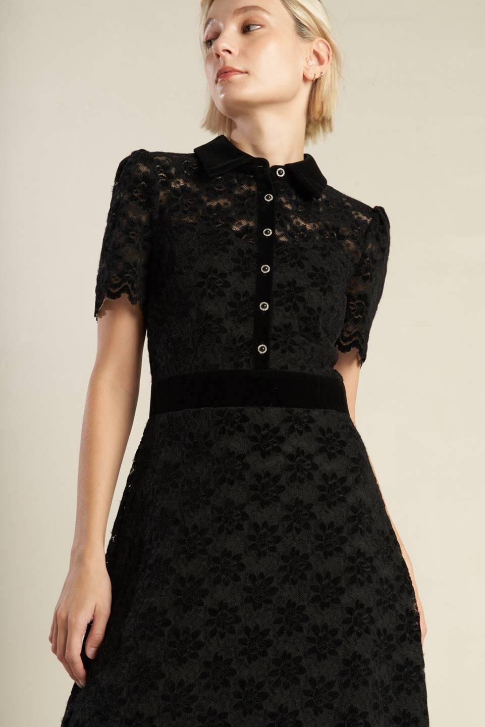 Bold Symphony Woven Lace Midi Dress