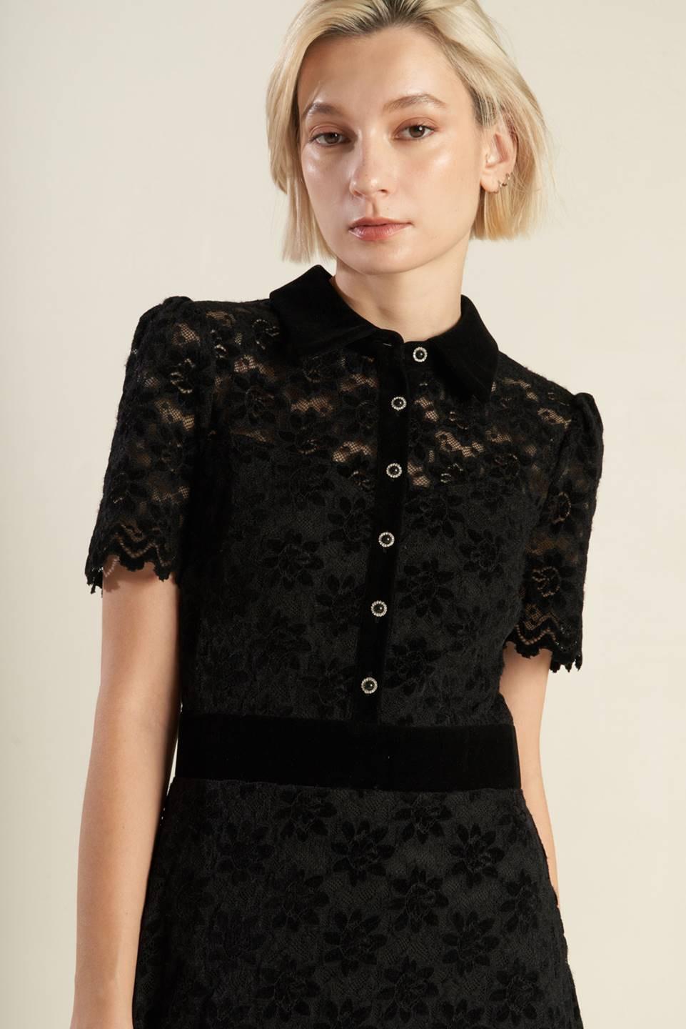 Bold Symphony Woven Lace Midi Dress