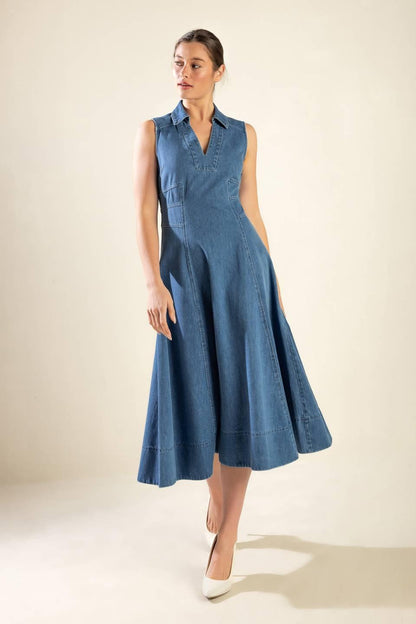 The Genevieve Denim Midi Dress