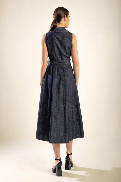 Oasis of Calm Rigid Denim Midi Dress