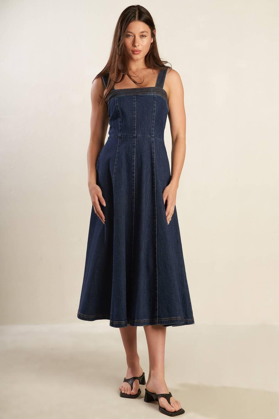 Terrific Timing Denim Midi Dress