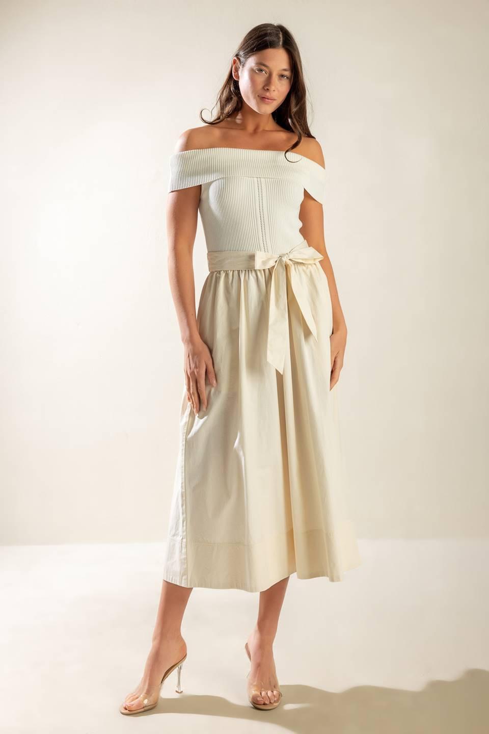 Social Season  Off Shoulder Midi Dress
