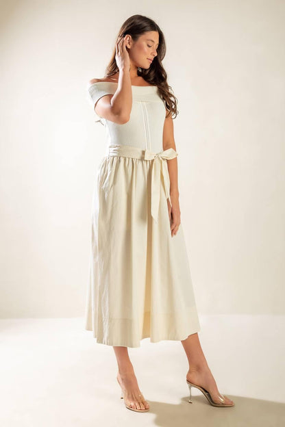 Social Season  Off Shoulder Midi Dress