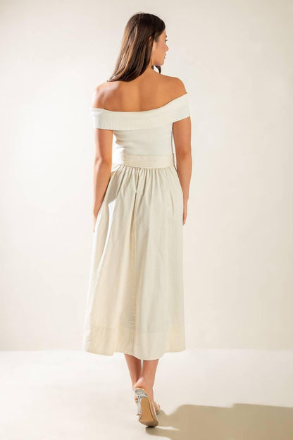 Social Season  Off Shoulder Midi Dress