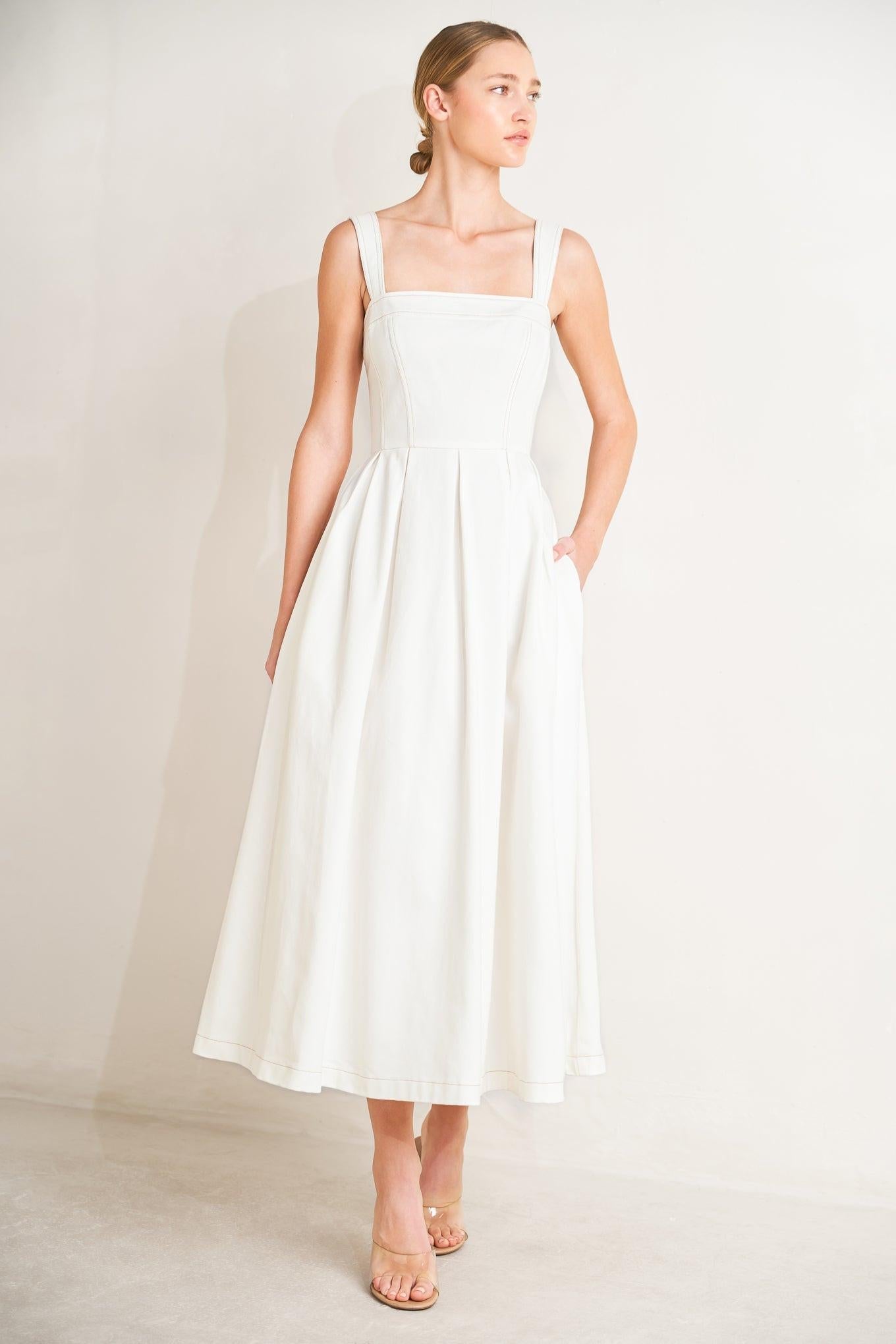 Serene Charm Woven Midi Dress