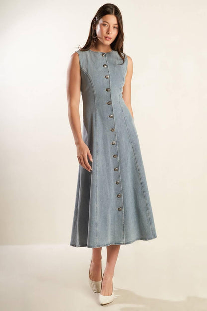 Nautical & Nice Denim Midi Dress
