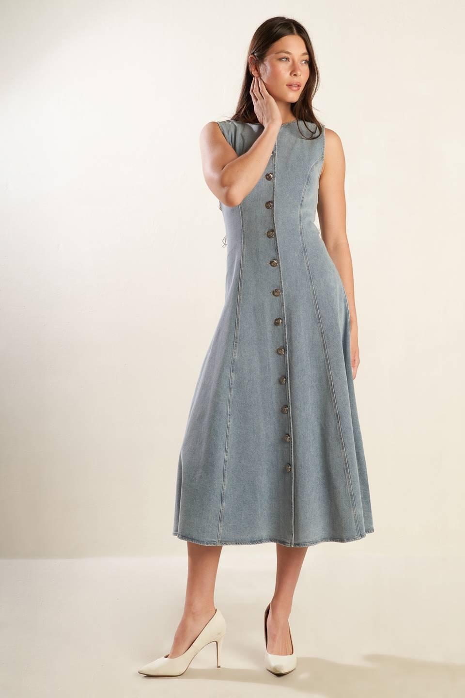 Nautical & Nice Denim Midi Dress