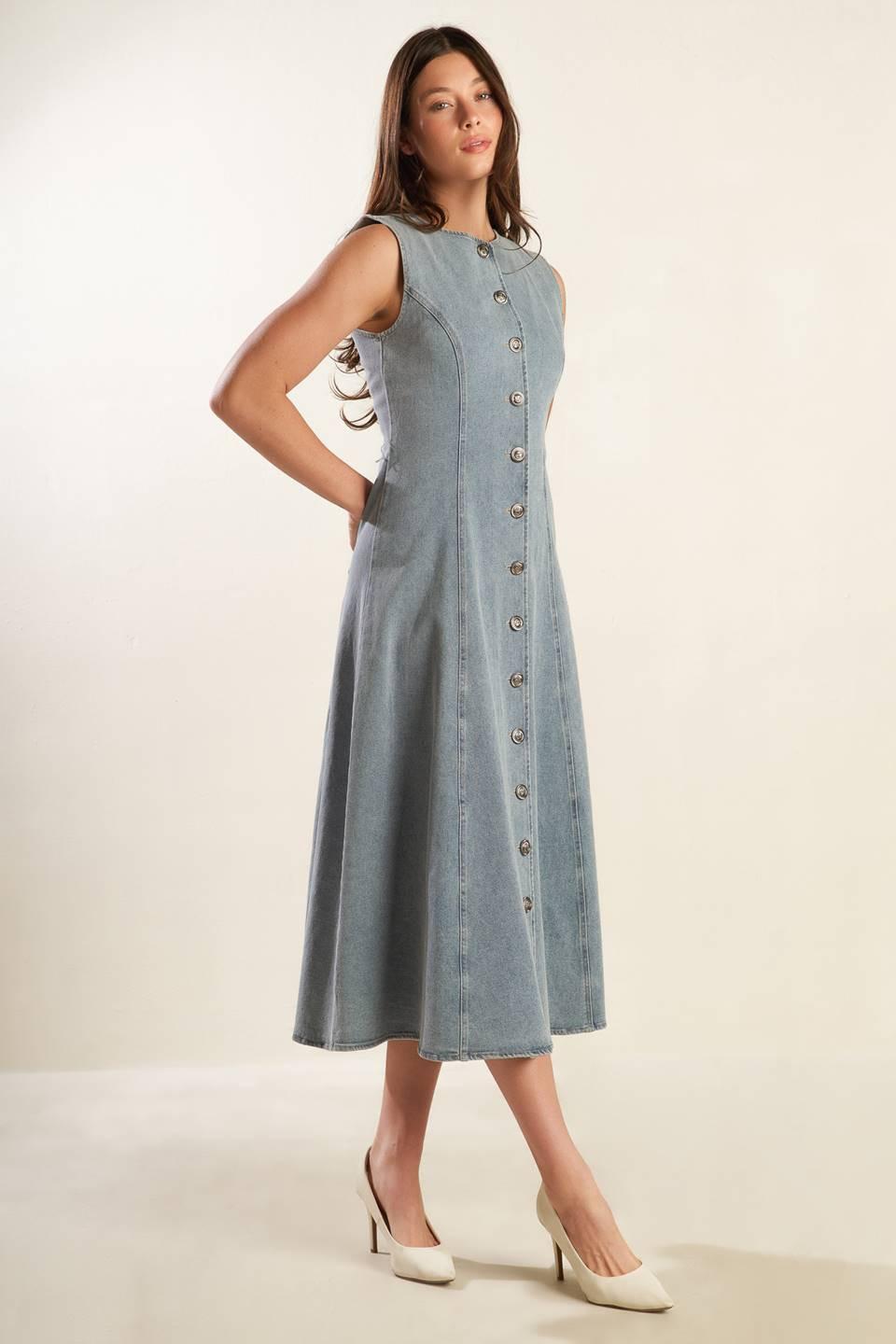 Nautical & Nice Denim Midi Dress