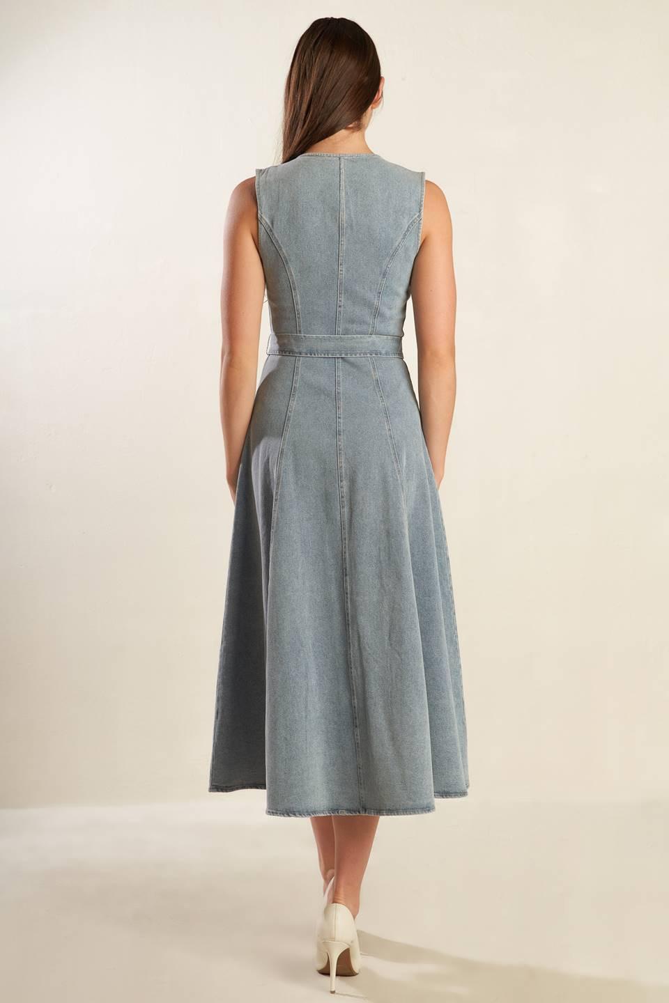 Nautical & Nice Denim Midi Dress