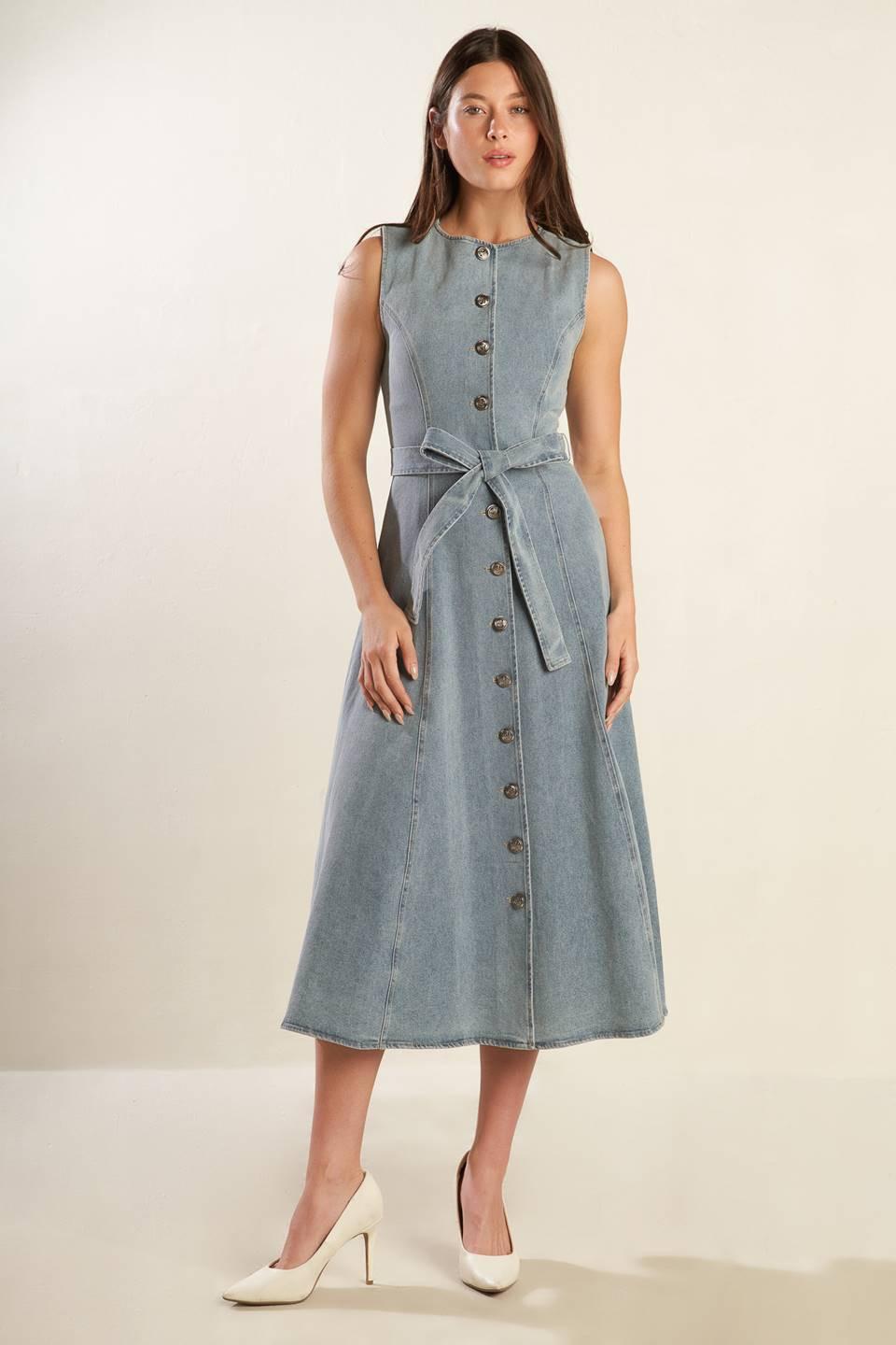 Nautical & Nice Denim Midi Dress