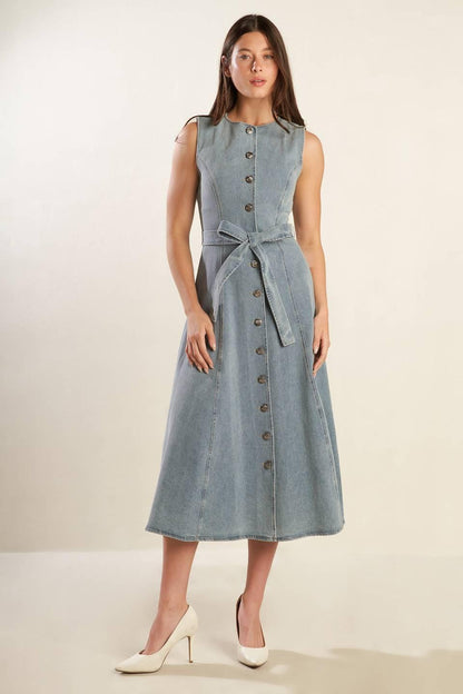 Nautical & Nice Denim Midi Dress