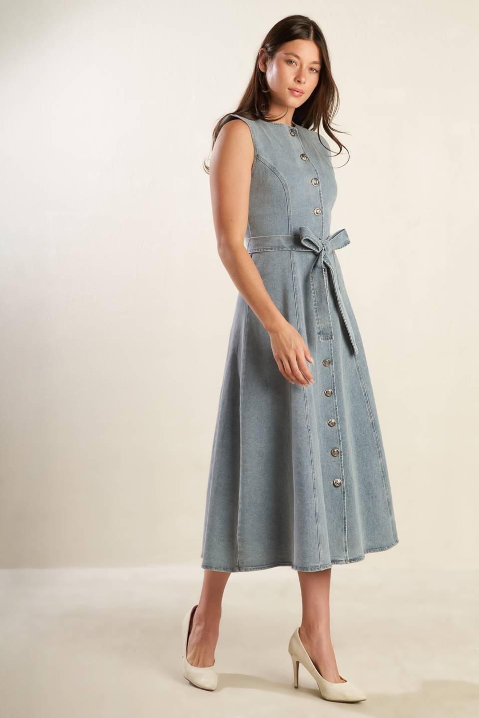 Nautical & Nice Denim Midi Dress