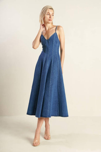 Rosewood Romance Denim Midi Dress