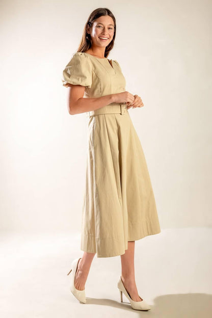 Sunlit Soiree Woven Midi Dress