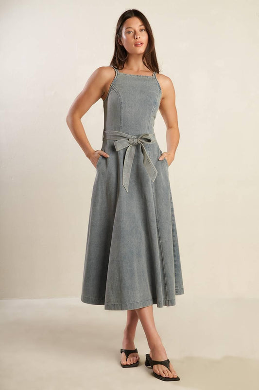 A Day at the Vineyard Denim Midi Dress