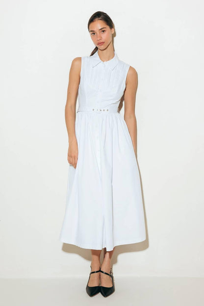 Nue Ease White Woven Mdi Dress
