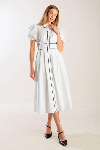In the Breeze White Woven Midi Dress