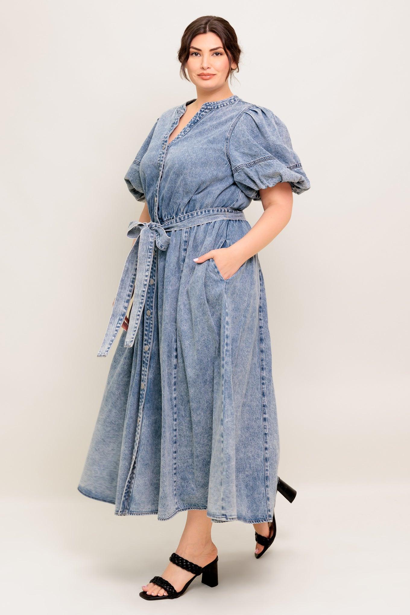 Bareform Light Denim Midi Dress
