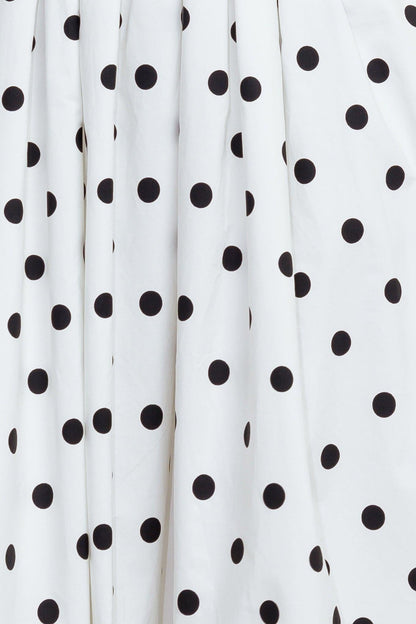 Monroe Dot White Woven Midi Dress