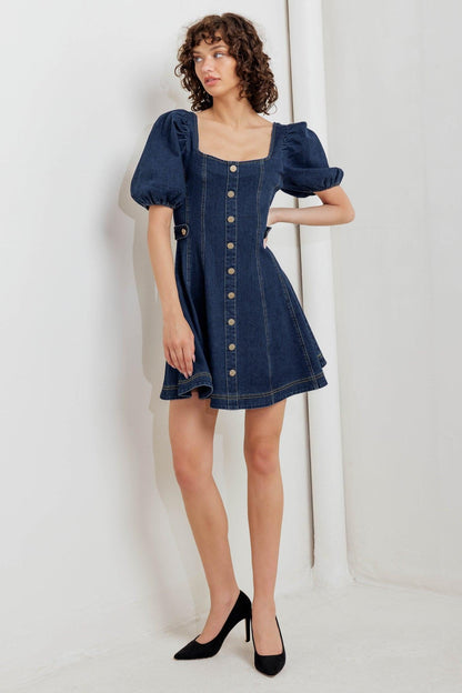 Puff & Play Denim Mini Dress