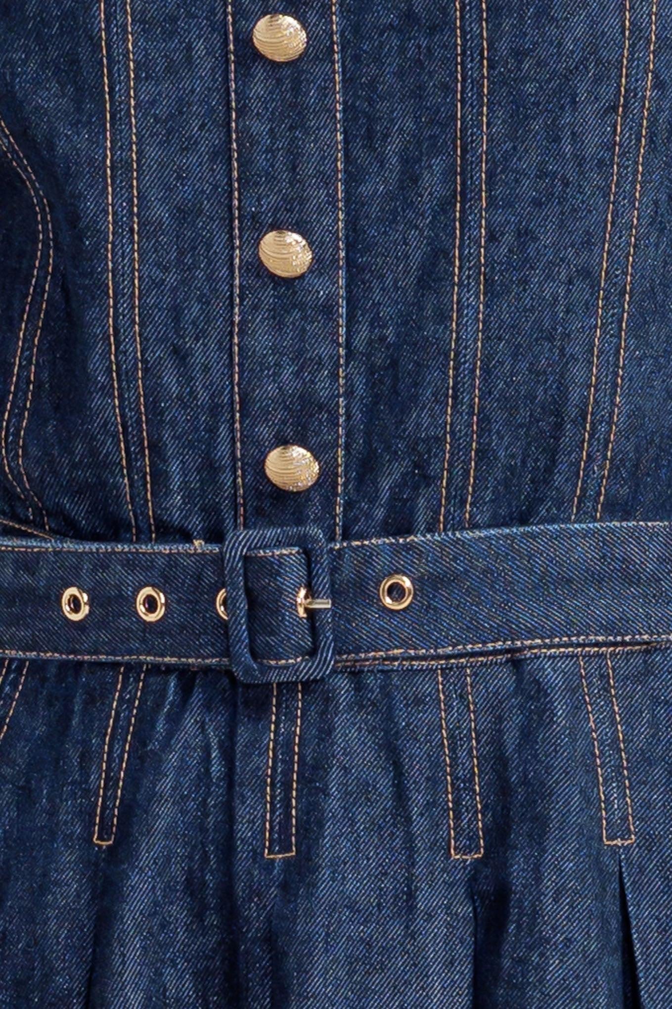 Moonlight Serenade Denim Midi Dress